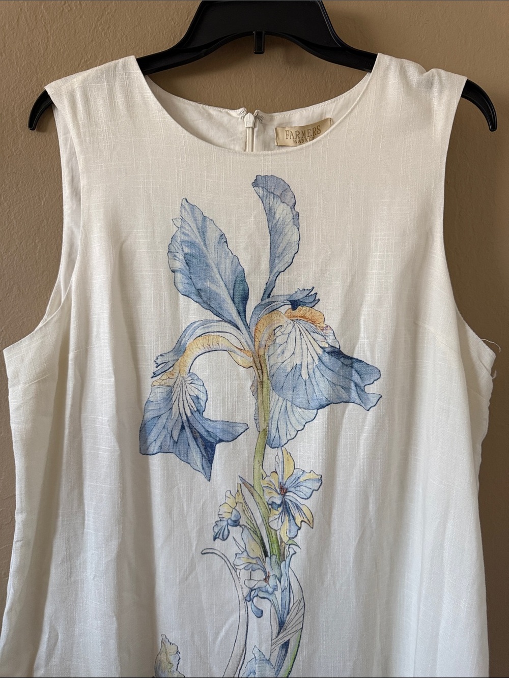 Farmers Market Floral Linen Blend Shift Dress White Size Large NWT - Picture 12 of 17